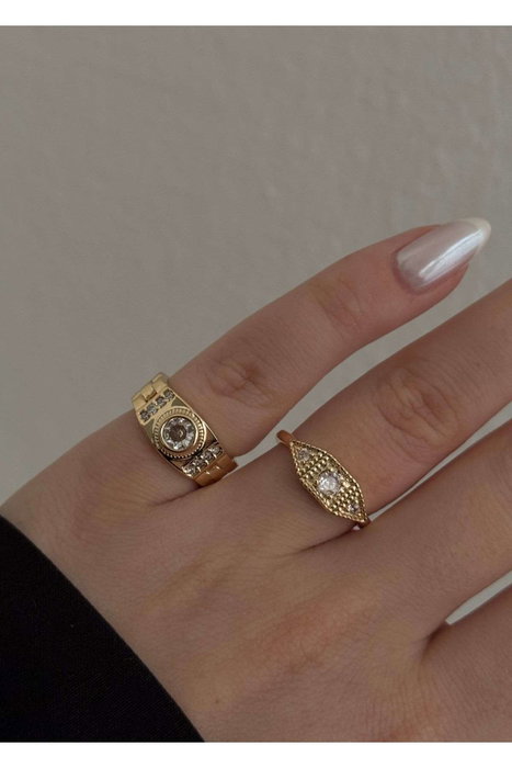 Heliophilia Silver Anillo de Latón Dorado con Recubrimiento de Laca